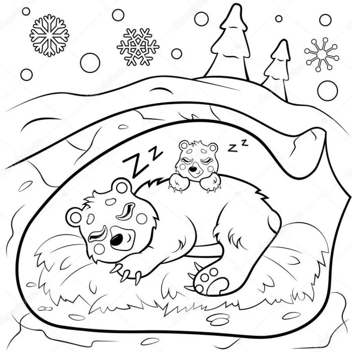 Hibernating animals coloring sheets