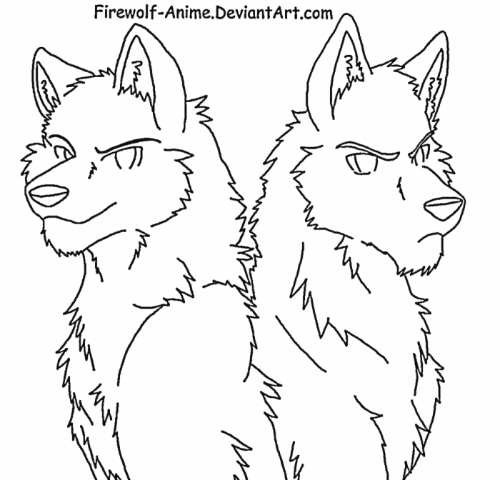 Fox wolf anime coloring pages