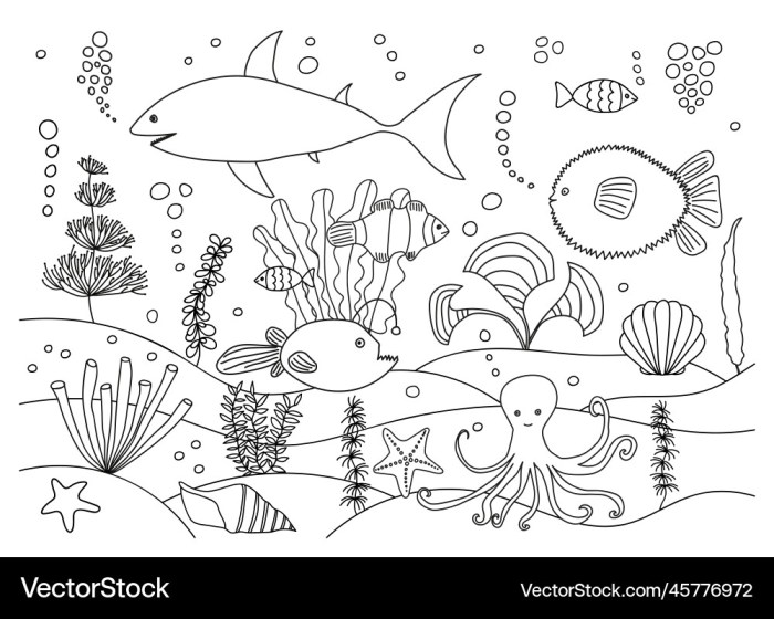 Ocean animals coloring page