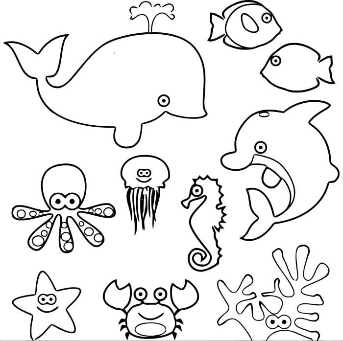 Sea animals coloring sheet