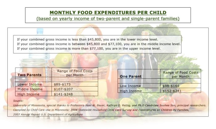 Kosten ernährung pro tag kinder dollar