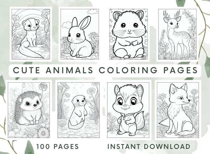 Kawaii cute animal coloring pages