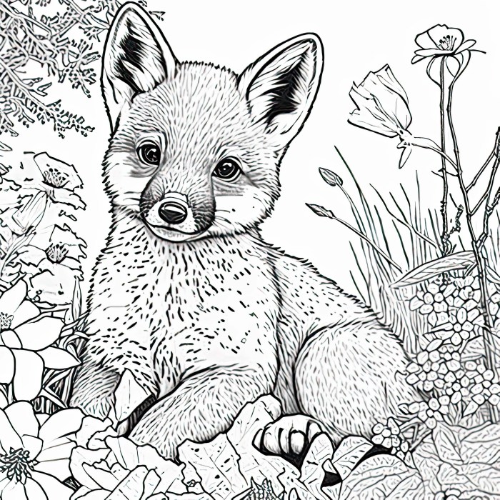 Fox cute animal coloring pages