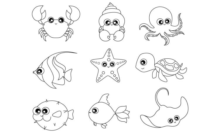 Sea animals coloring pictures