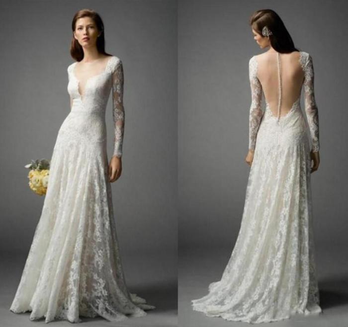 Long sleeve boho wedding dresses