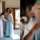 Pale blue wedding dress