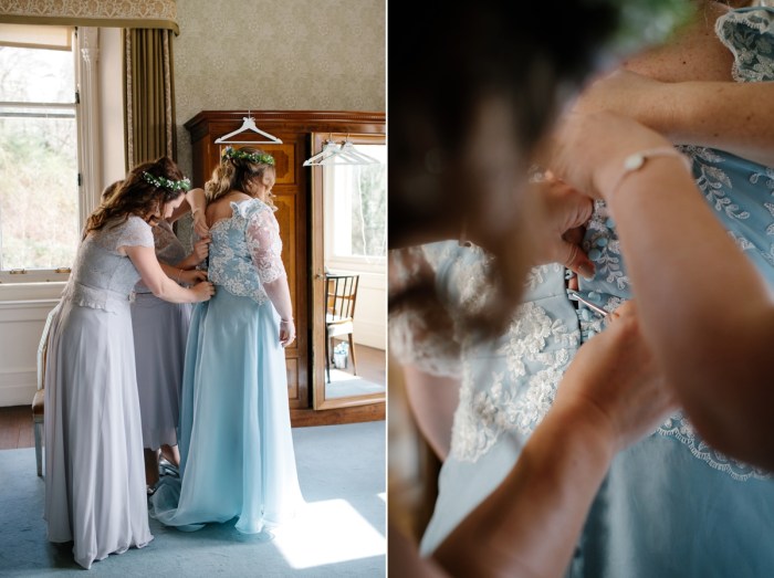 Pale blue wedding dress